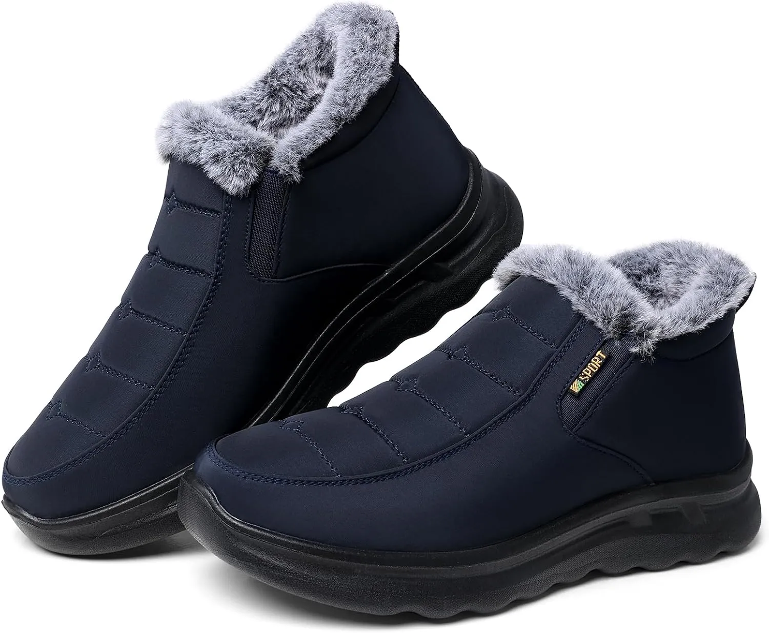 TEMOFON Snow Boots for Women Winter: Waterproof Warm Fur Lined Booties Slip On Comfortable Wide Width Outdoor Lightweight Ankle Boot