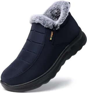 TEMOFON Snow Boots for Women Winter: Waterproof Warm Fur Lined Booties Slip On Comfortable Wide Width Outdoor Lightweight Ankle Boot