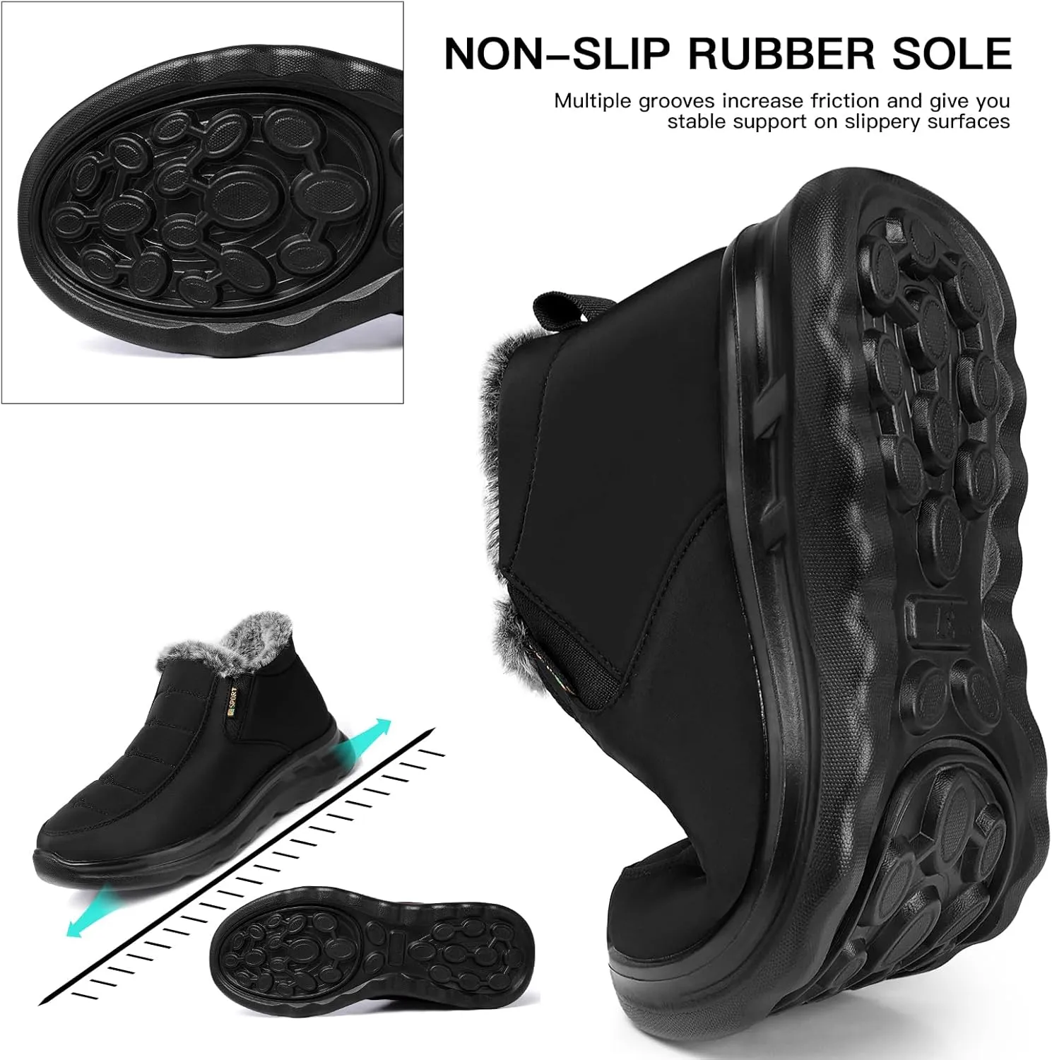 TEMOFON Snow Boots for Women Winter: Waterproof Warm Fur Lined Booties Slip On Comfortable Wide Width Outdoor Lightweight Ankle Boot