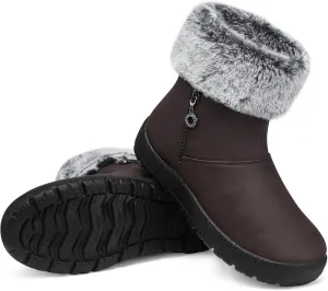 TEMOFON Winter Snow Boots for Women Brown Size 10