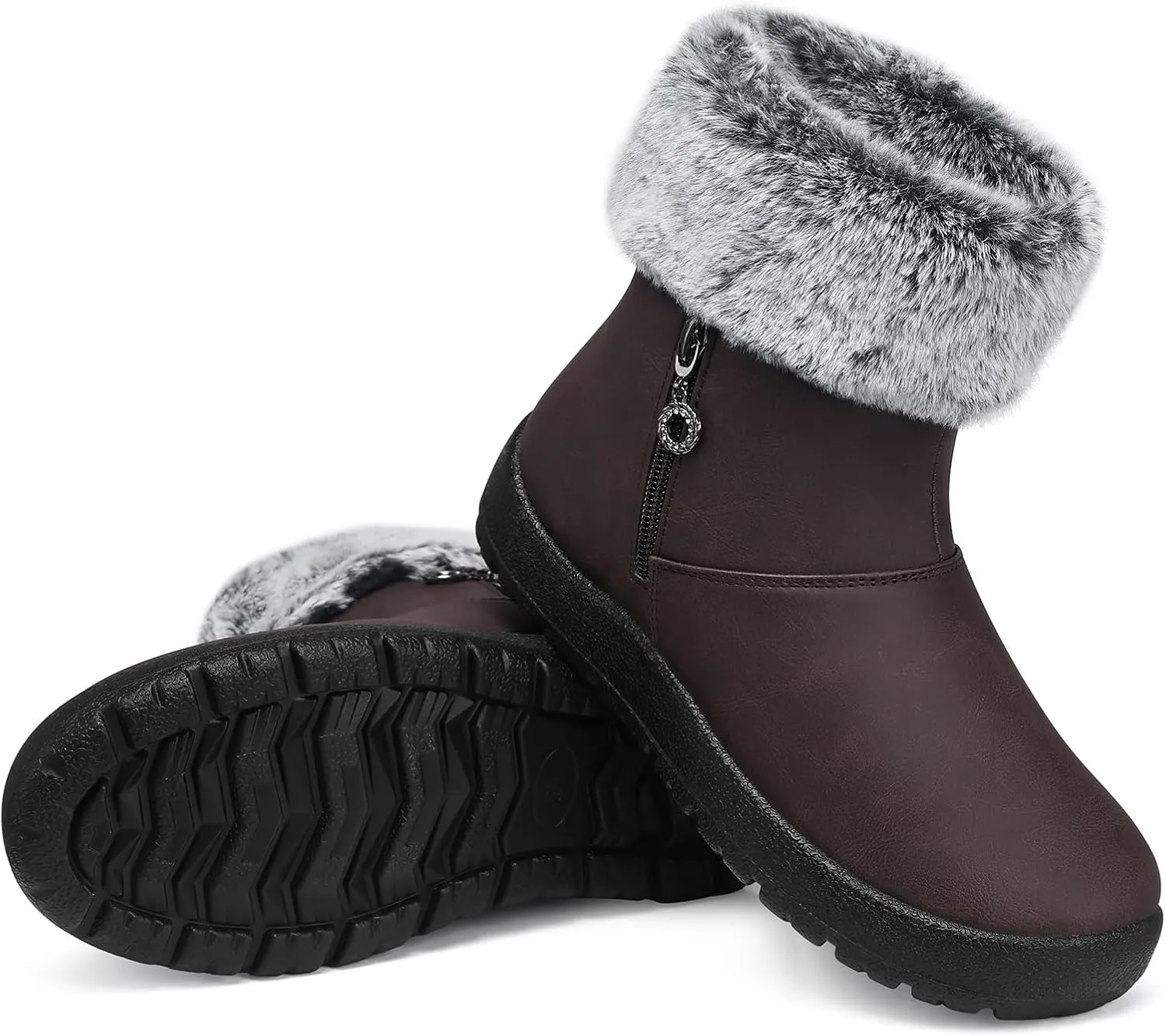 TEMOFON Winter Snow Boots for Women Brown Size 10