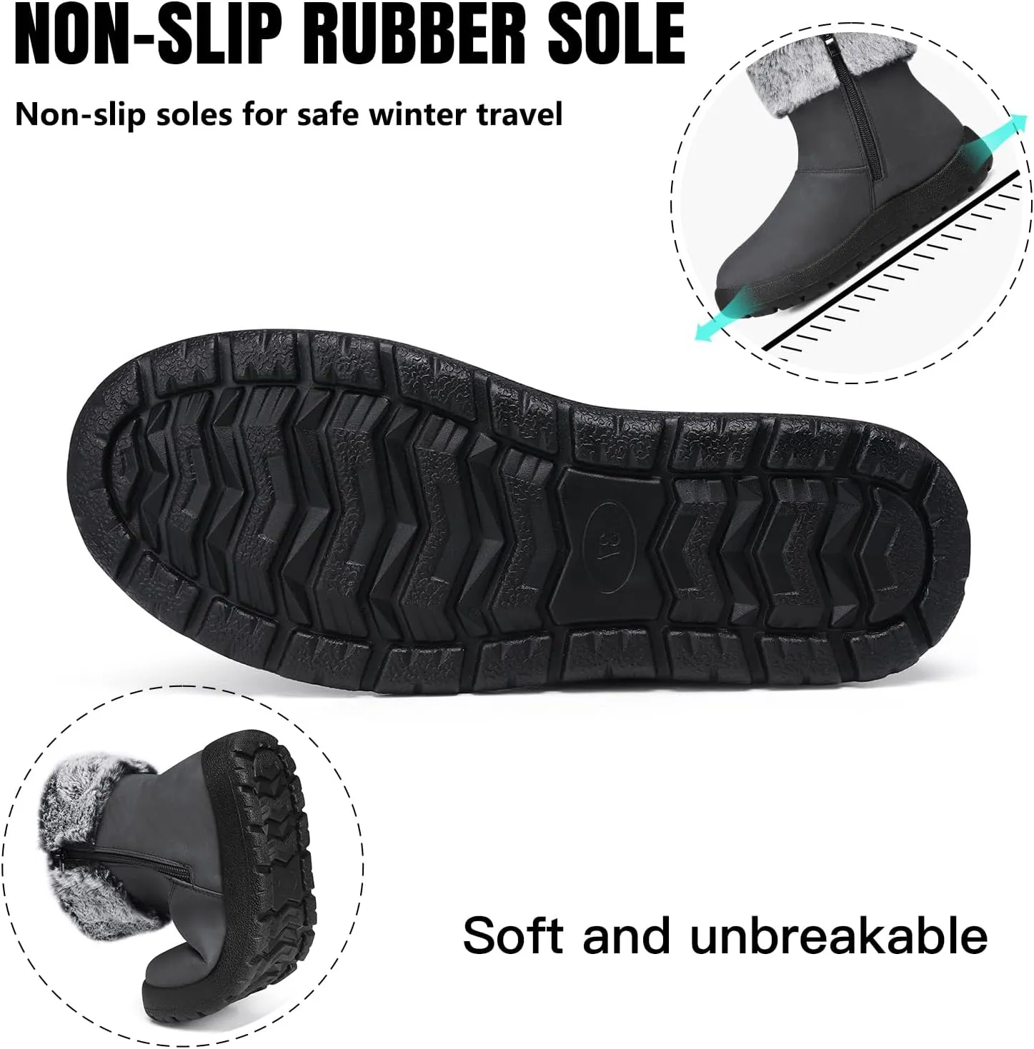 TEMOFON Women Winter Boots Waterproof: Fur Lined Ankle Booties, Wide Width Snow Boots, Warm Comfy, Walking Soft Winter Shoes Size 5-11