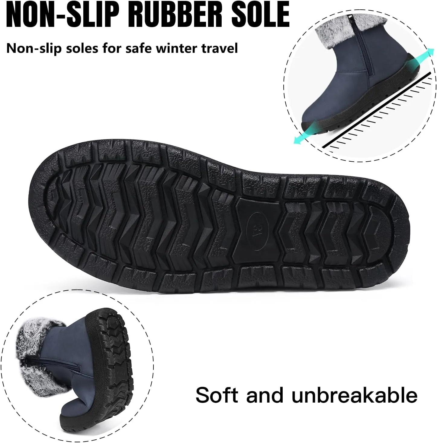 TEMOFON Women Winter Boots Waterproof: Fur Lined Ankle Booties, Wide Width Snow Boots, Warm Comfy, Walking Soft Winter Shoes Size 5-11