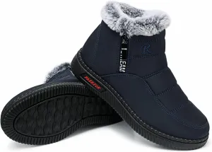 TEMOFON Women Winter Snow Boots : Warm Ankle Waterproof Booties Zipper Walking Outdoor Fur Lined Shoes for Women Size 10.5