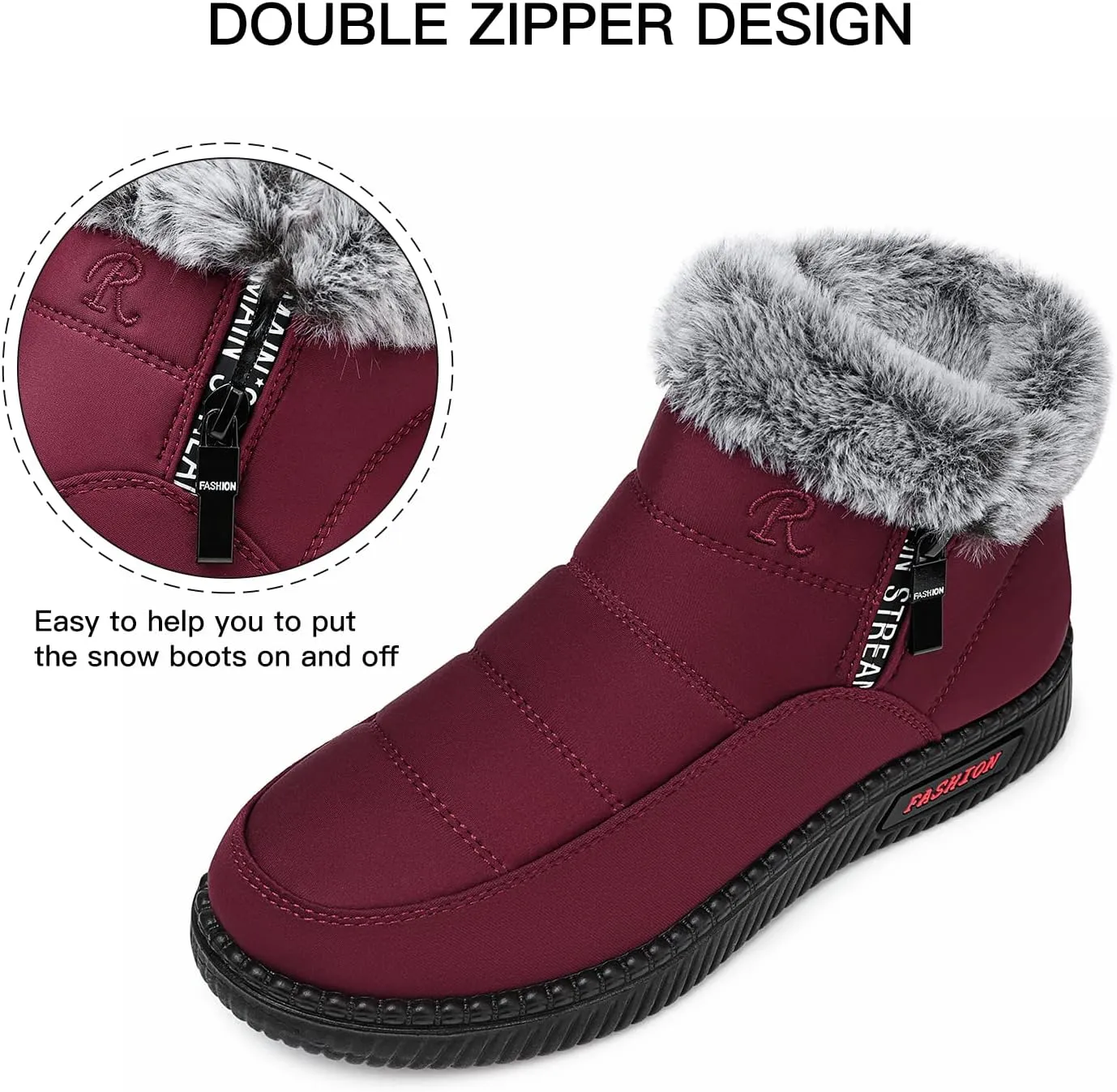 TEMOFON Womens Snow Boots Winter Warm Ankle Boots Waterproof Outdoor Fur Lined Shoes for Women