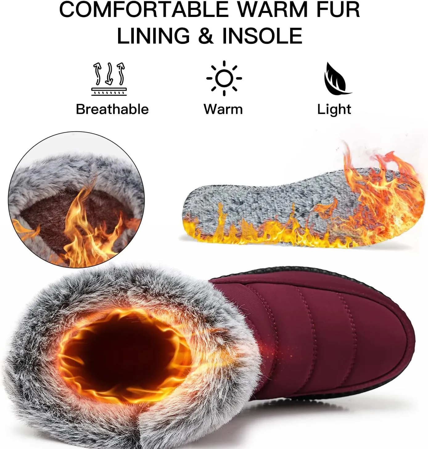 TEMOFON Womens Snow Boots Winter Warm Ankle Boots Waterproof Outdoor Fur Lined Shoes for Women