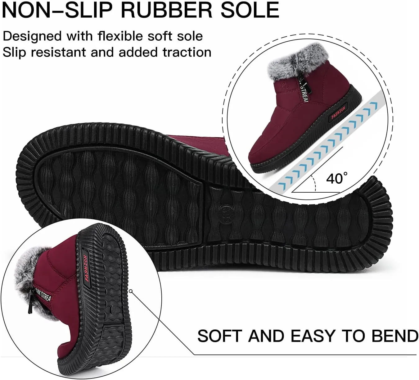 TEMOFON Womens Snow Boots Winter Warm Ankle Boots Waterproof Outdoor Fur Lined Shoes for Women