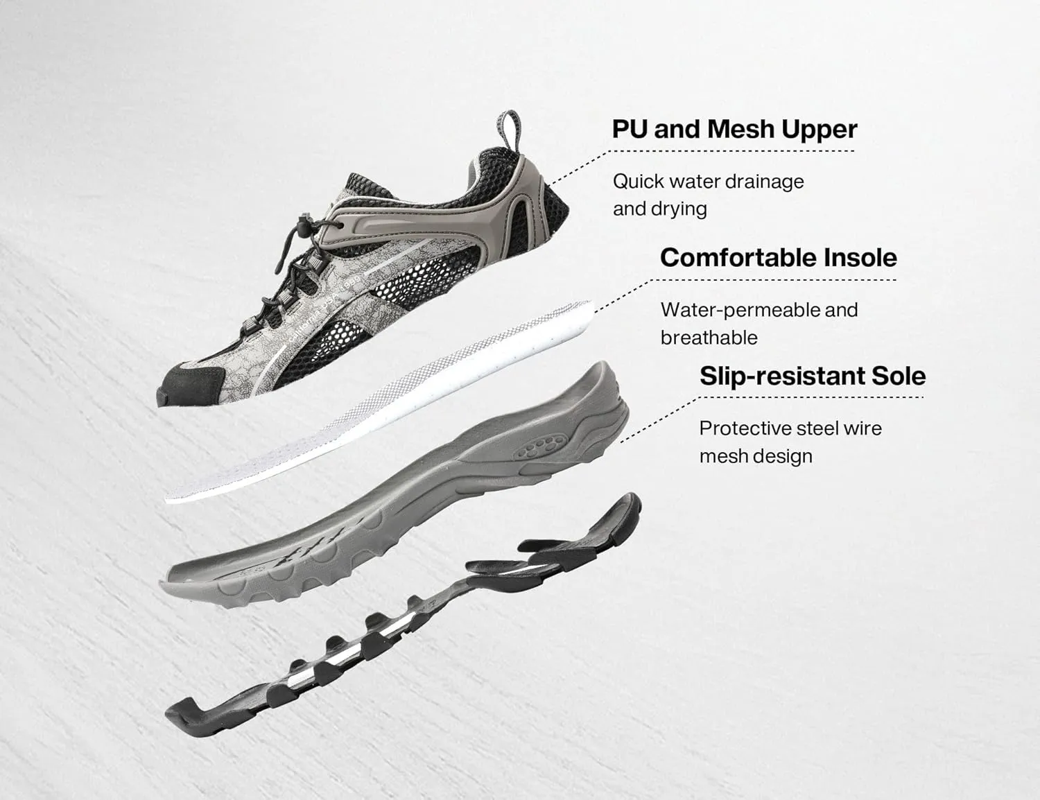 TFO Hiking Shoes Men's Waterproof Air Circulation Insole Ankle Support Non-Slip Lightweight for Outdoor Trekking Walking