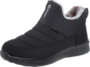 Thatrich Womens Winter Snow Boots Ankle Booties Warm Fur Lined Waterproof Insulated Slip On Shoes Anti-Slip Outdoor Sneaker