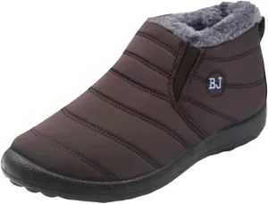 Thatrich Womens Winter Snow Boots Ankle Booties Warm Fur Lined Waterproof Insulated Slip On Shoes Anti-Slip Outdoor Sneaker