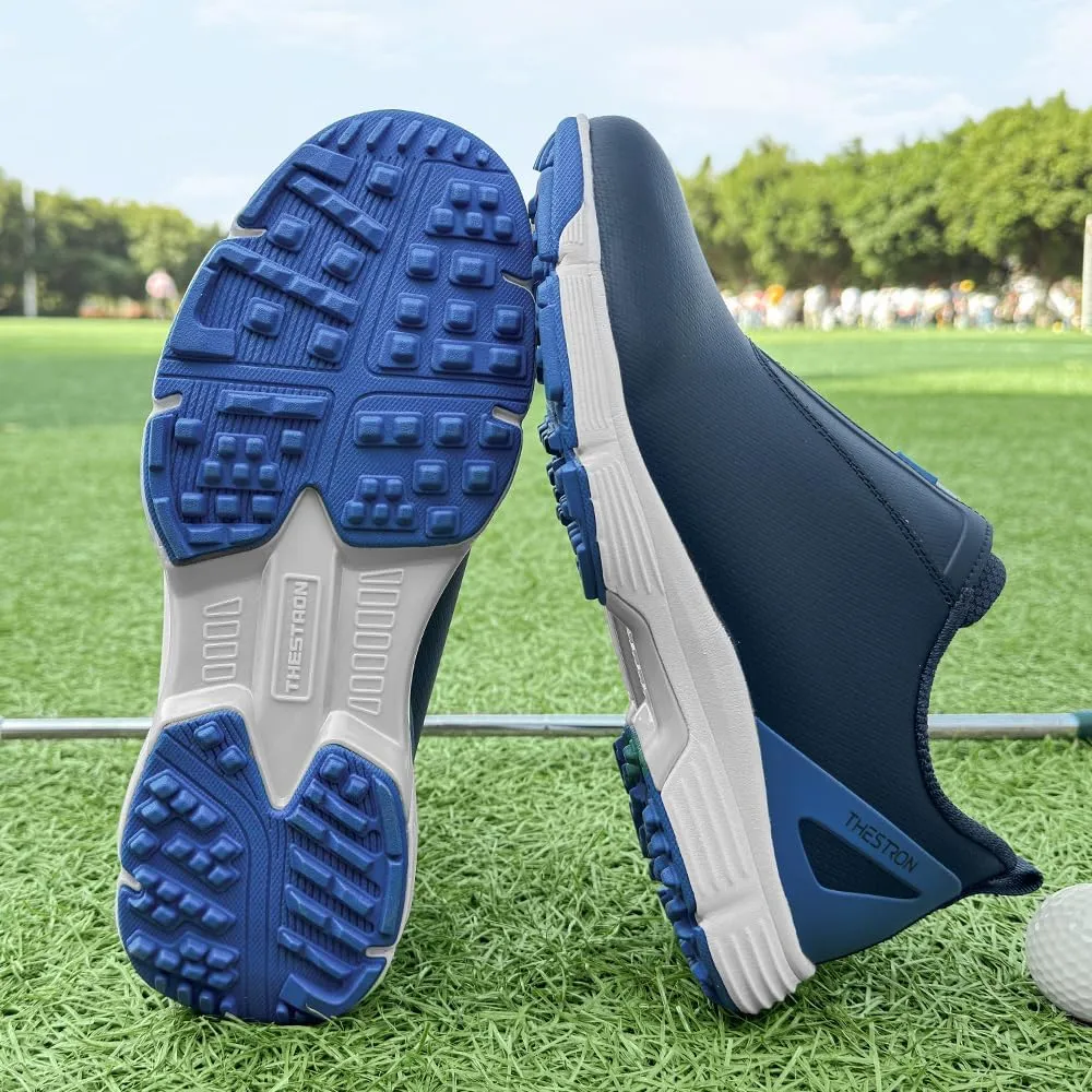 THESTRON Men Waterproof Golf Shoes Zipper Golf Shoes Professional Spikeless Golf Sneakers Male Golf Sports Walking Shoes Comfortable Golf Footwears for Men