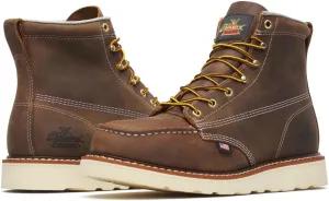 Thorogood American Heritage 6” Steel Toe Work Boots for Men - Full-Grain Leather with Moc Toe, Slip-Resistant Wedge Outsole, and Comfort Insole; EH Rated