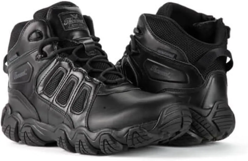 Thorogood Crosstrex 6” Waterproof Black Tactical Boots for Men with Zipper - Breathable Polished Leather and Mesh with Safety Toe and Traction Outsole; ASTM Rated