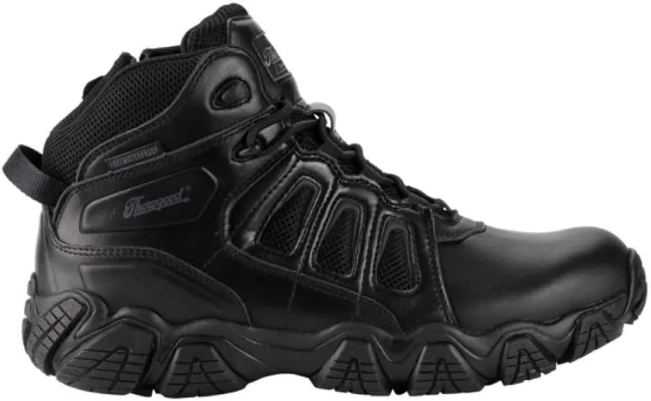 Thorogood Crosstrex 6” Waterproof Black Tactical Boots for Men with Zipper - Breathable Polished Leather and Mesh with Safety Toe and Traction Outsole; ASTM Rated
