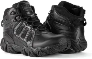 Thorogood Crosstrex 6” Waterproof Black Tactical Boots for Men with Zipper - Breathable Polished Leather and Mesh with Safety Toe and Traction Outsole; ASTM Rated