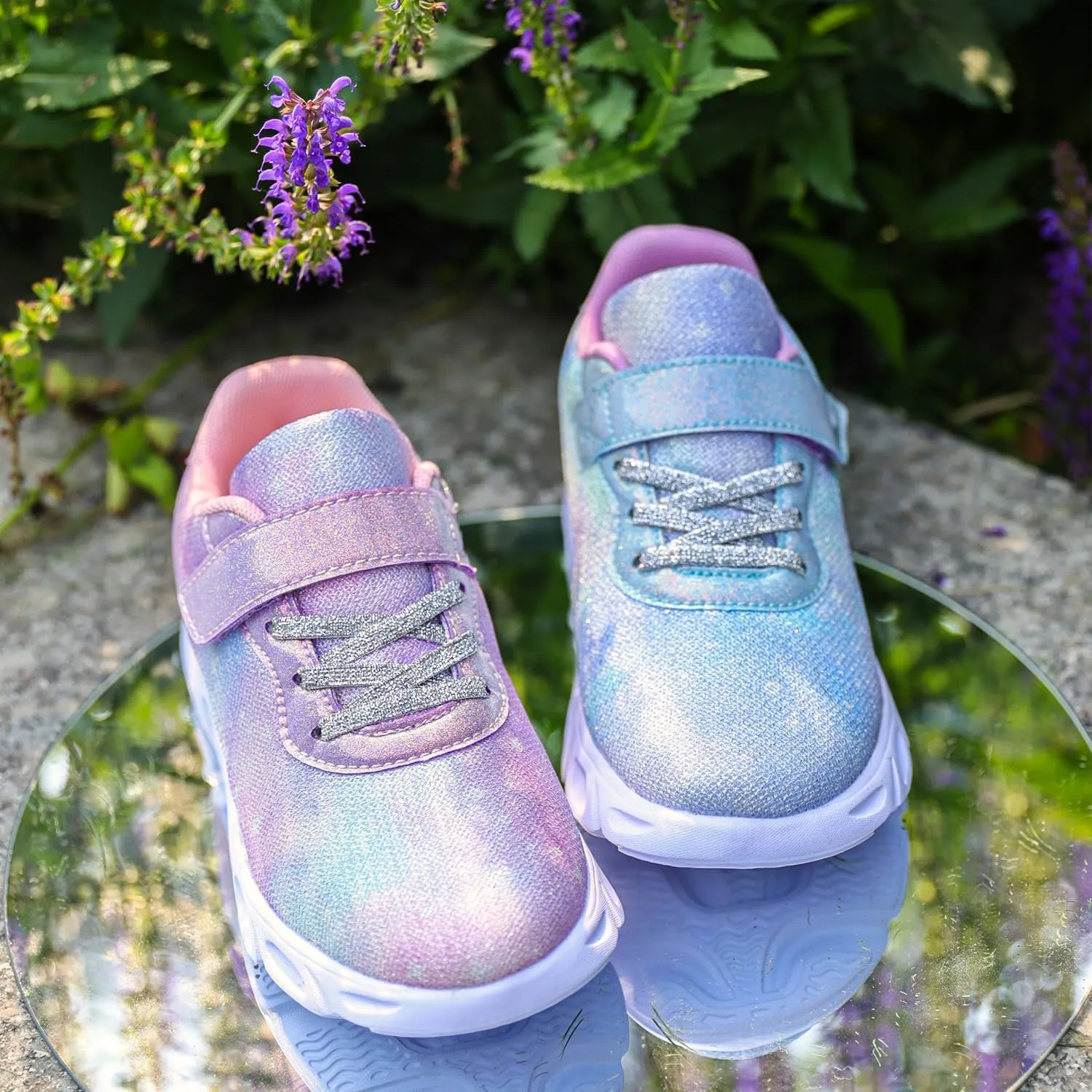Toandon Toddler Kids Sparkle Breathable Lightweight Sneakers Light Up by Step