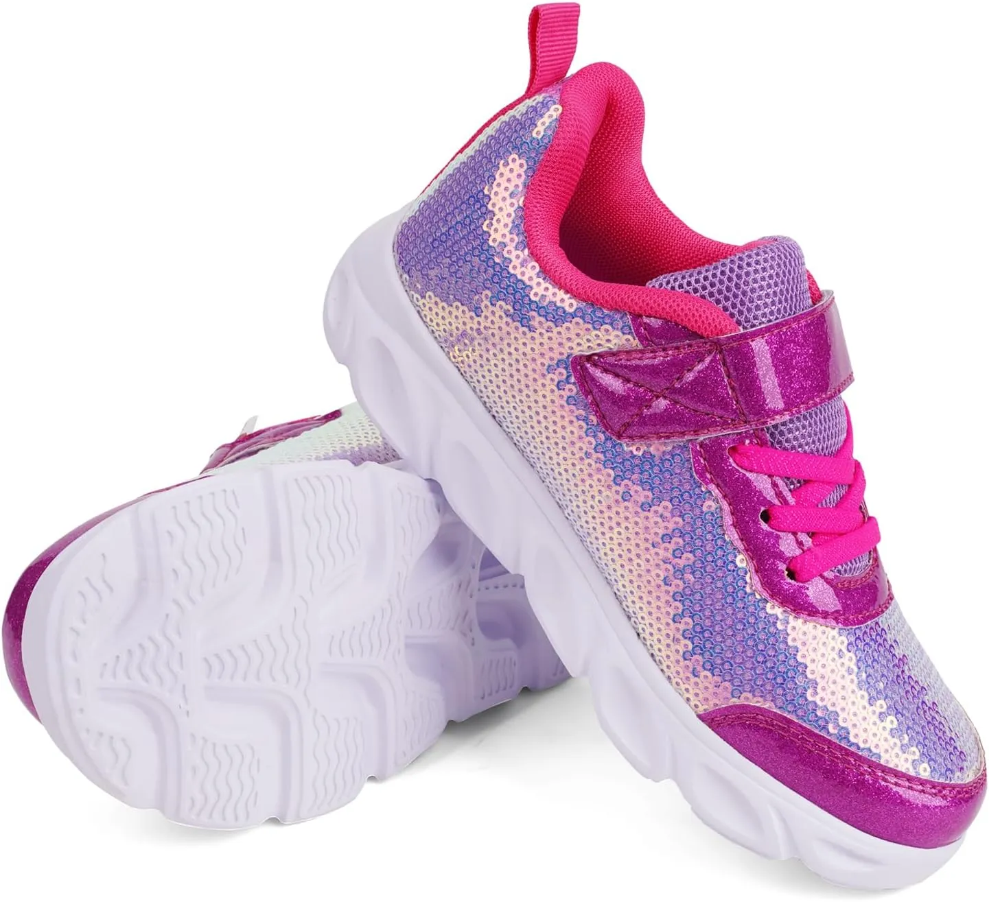Toandon Toddler Kids Sparkle Breathable Lightweight Sneakers Light Up by Step
