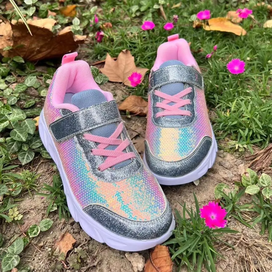 Toandon Toddler Kids Sparkle Breathable Lightweight Sneakers Light Up by Step