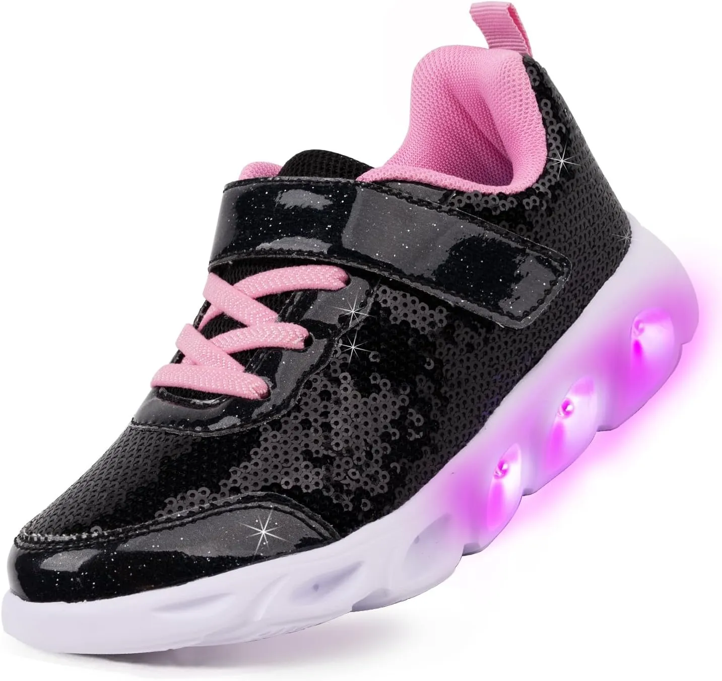 Toandon Toddler Kids Sparkle Breathable Lightweight Sneakers Light Up by Step