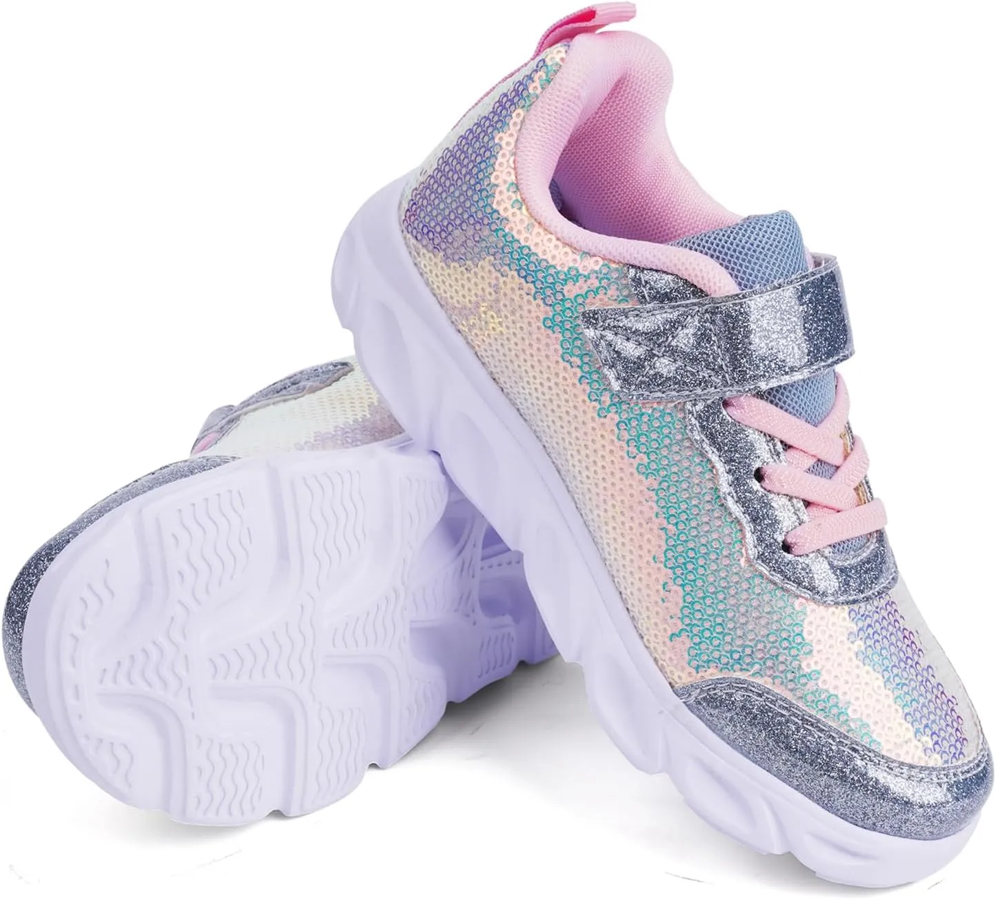 Toandon Toddler Kids Sparkle Breathable Lightweight Sneakers Light Up by Step