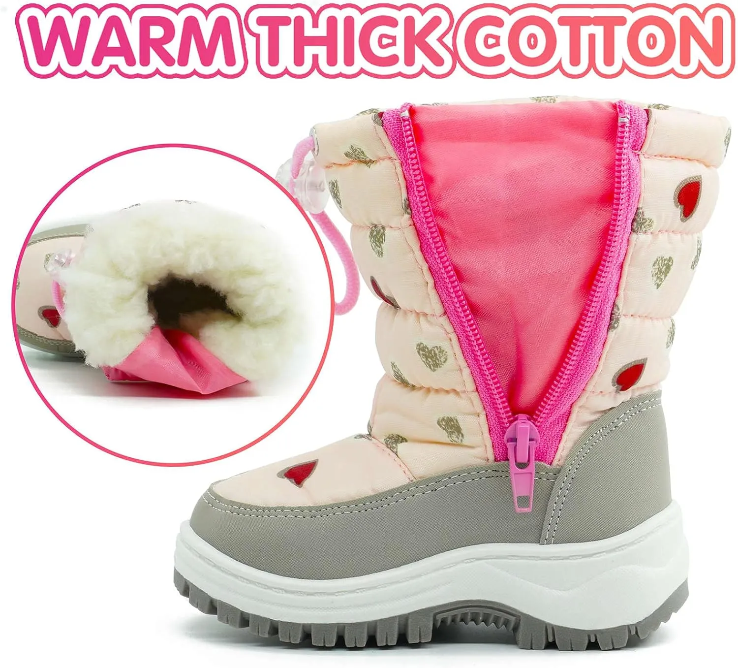 toddler boots girls boots toddler girl boots Shoes Toddler Little Kid size Winter Snow Boots Warm Waterproof Anti-Slip Anti-Collision Hight-Cut for Outdoor Skiing(Toddler/Little Kid)
