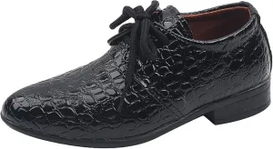 Toddler Boys Dress Shoes Kids Pointed Toe Low Heel Lace Up Oxfords Wedding Dance Party Stage Solid Color Dressy Shoes