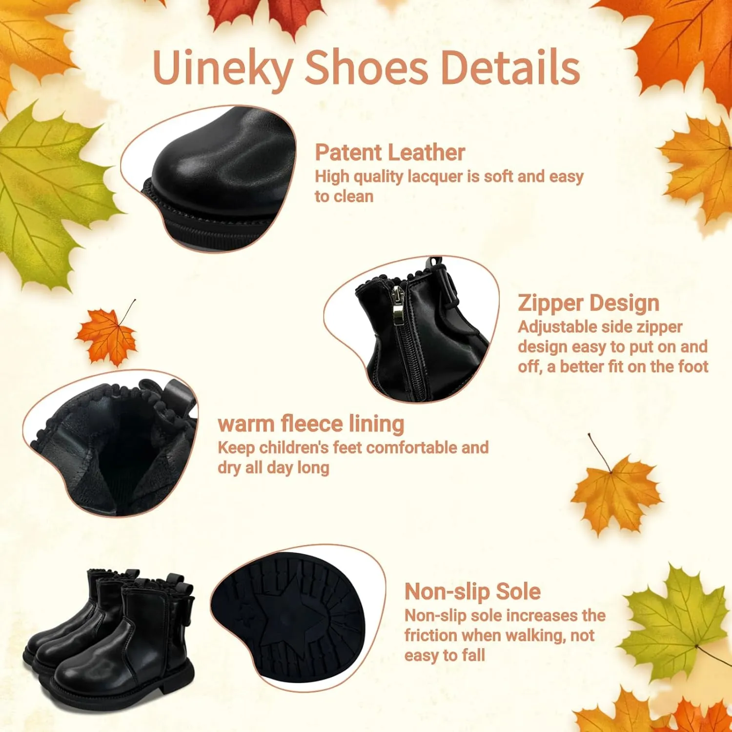 Toddler Boys Girls Combat Ankle Boots Little Kids Chelsea Fall Winter Snow Hiking Work Booties Waterproof Leather Outdoor Shoes