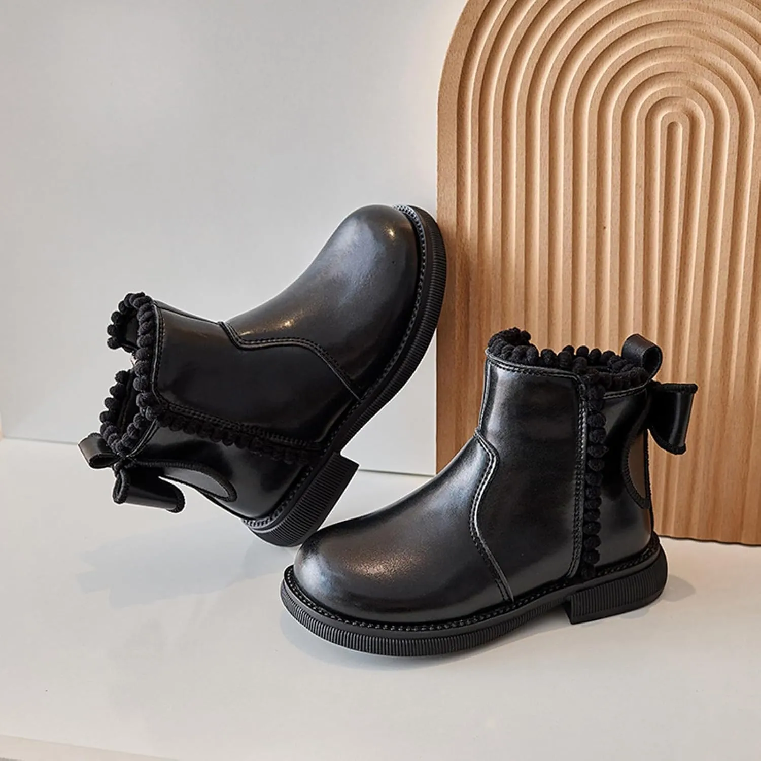 Toddler Boys Girls Combat Ankle Boots Little Kids Chelsea Fall Winter Snow Hiking Work Booties Waterproof Leather Outdoor Shoes