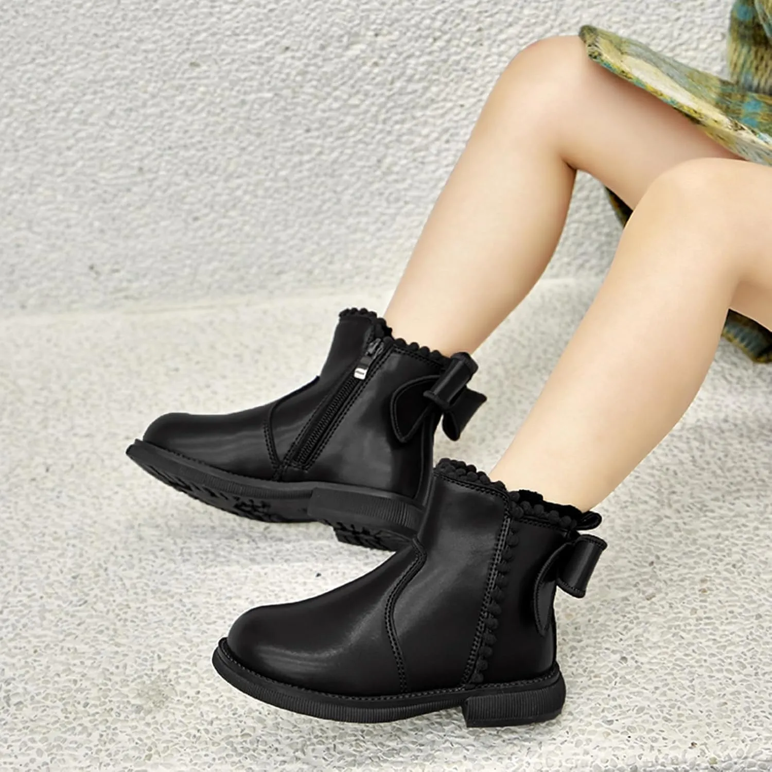 Toddler Boys Girls Combat Ankle Boots Little Kids Chelsea Fall Winter Snow Hiking Work Booties Waterproof Leather Outdoor Shoes