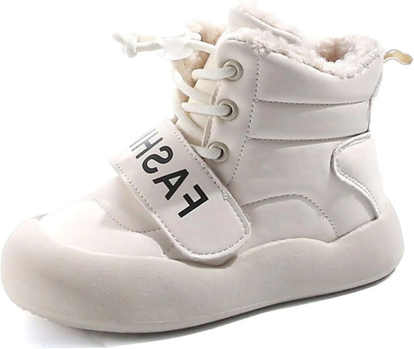Toddler Fuzzy Snow Booties Boys Girls Kids Open Toe Lace-Up Ski Shoes Winter Warm Comfy Fashion Boots 𝐖aterproof Chunky