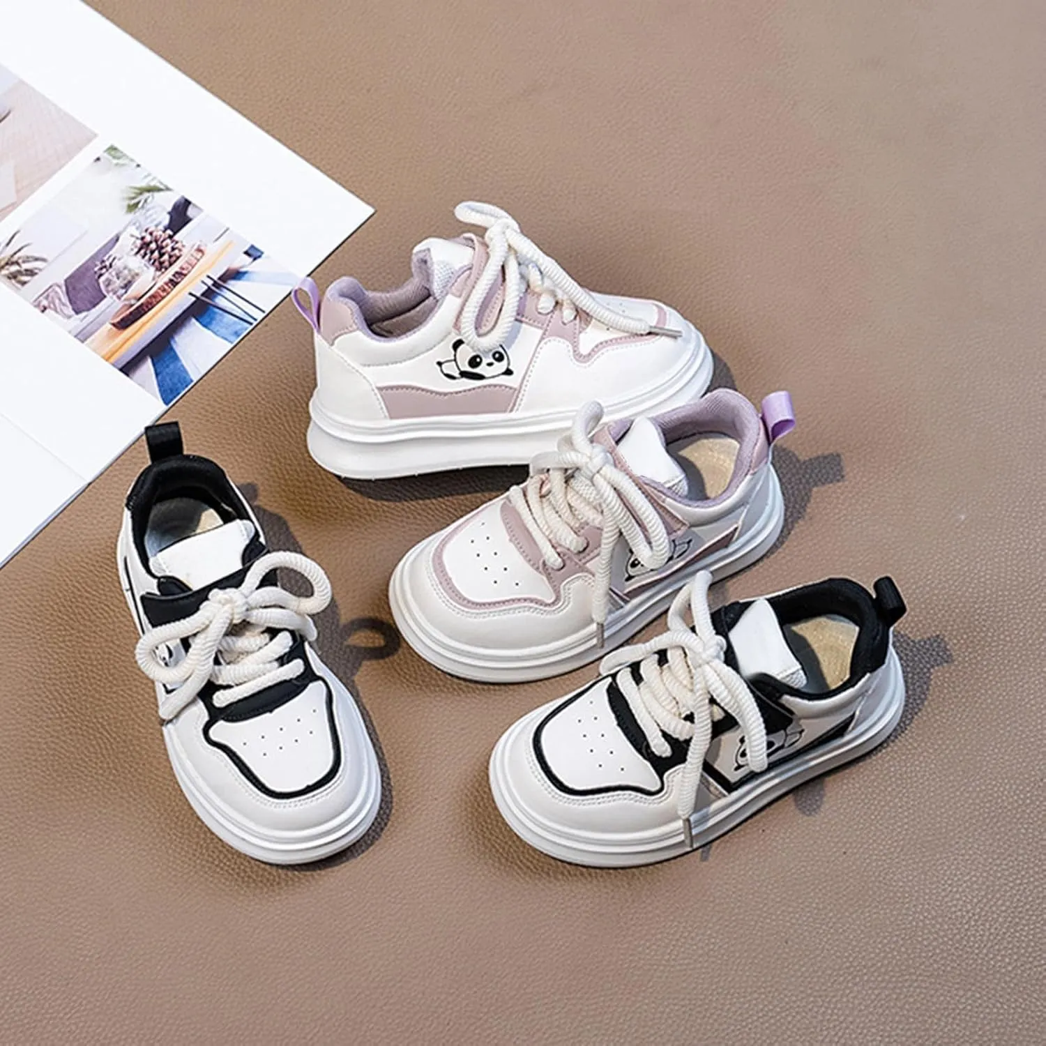Toddler Lace Sneakers Padded Sole Non Slip Running Walking Sport Shoes Kids Cute Lightweight Comfy Athletic Casual Shoes