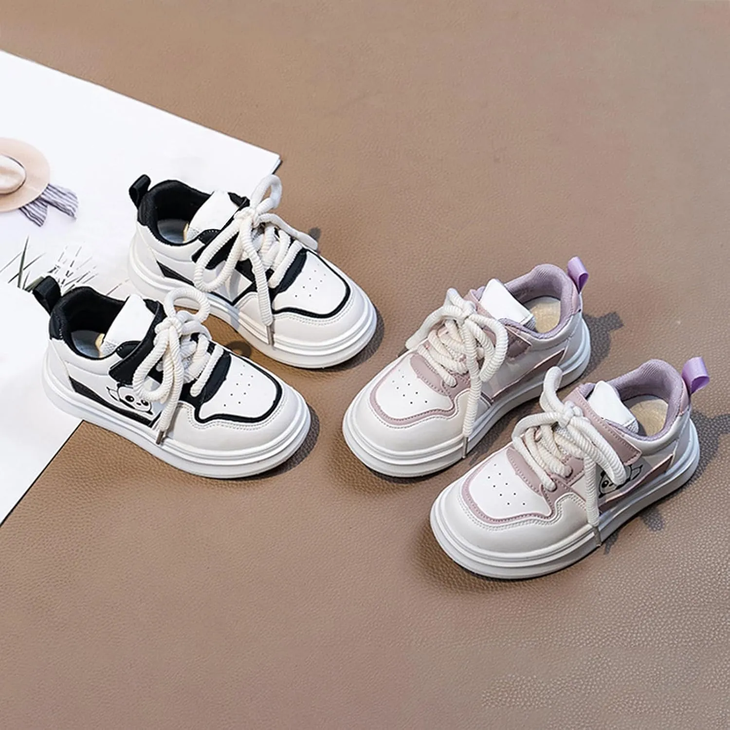 Toddler Lace Sneakers Padded Sole Non Slip Running Walking Sport Shoes Kids Cute Lightweight Comfy Athletic Casual Shoes