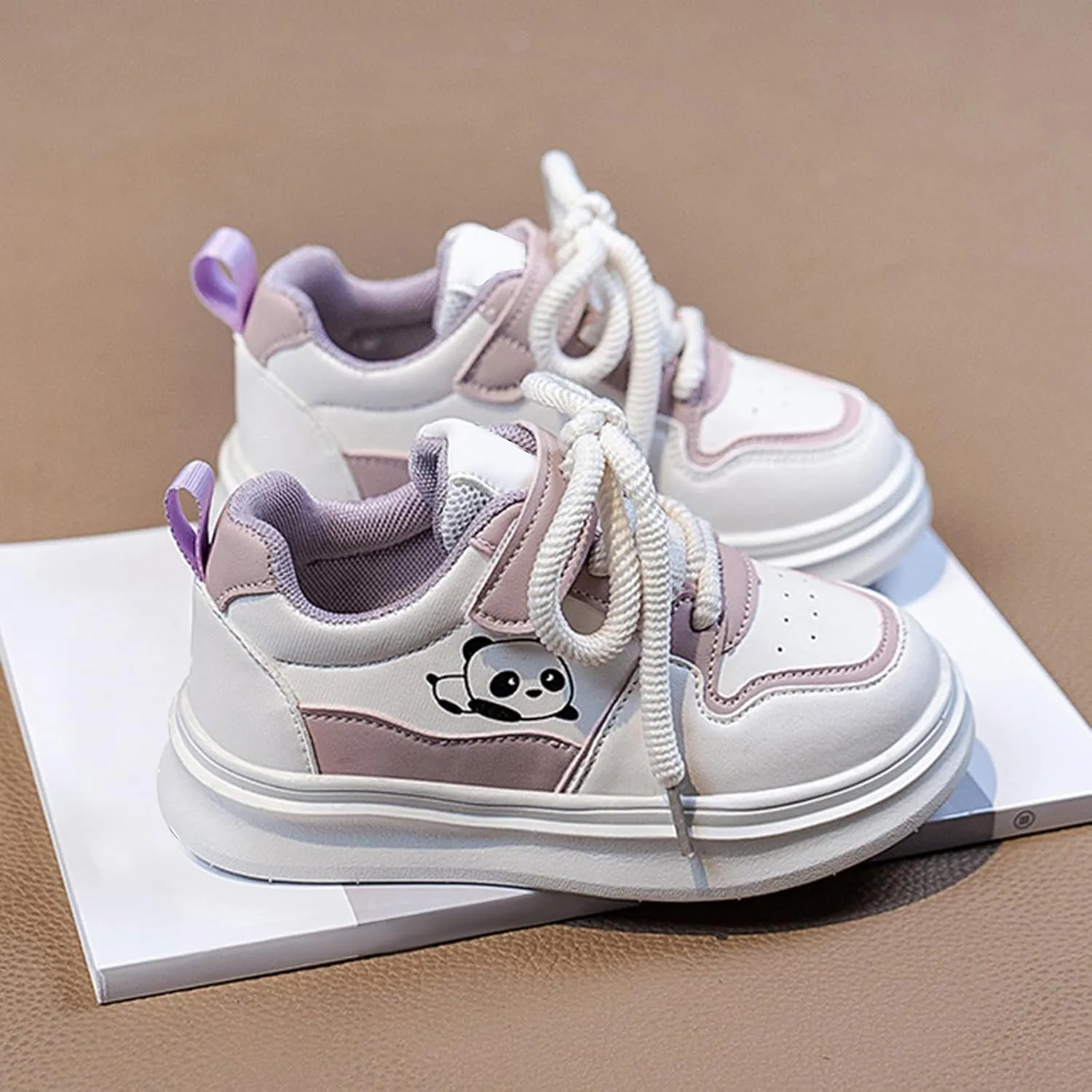 Toddler Lace Sneakers Padded Sole Non Slip Running Walking Sport Shoes Kids Cute Lightweight Comfy Athletic Casual Shoes