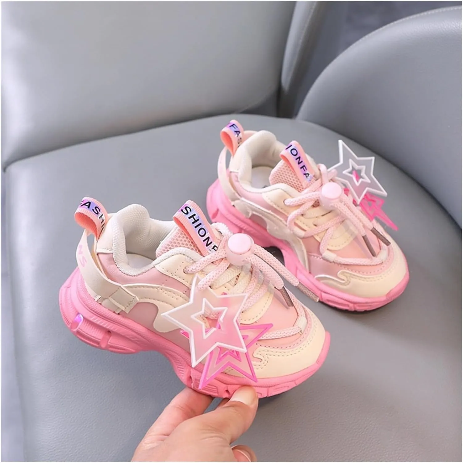 Toddler Light up Shoes for Girls - Slip Resistant led Lights Shoes with Cartoon Design, Luminous Glowing Kids Sneakers, Available in Black and Pink for Spring, Summer and Fall