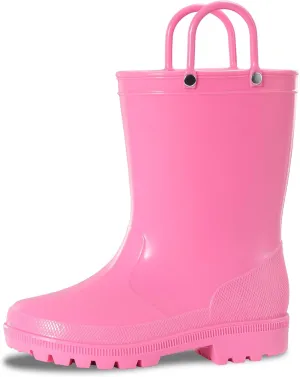 Toddler Rain Boots,Waterproof Kids Rain Boots with Easy-on Handles for Boys and Girls