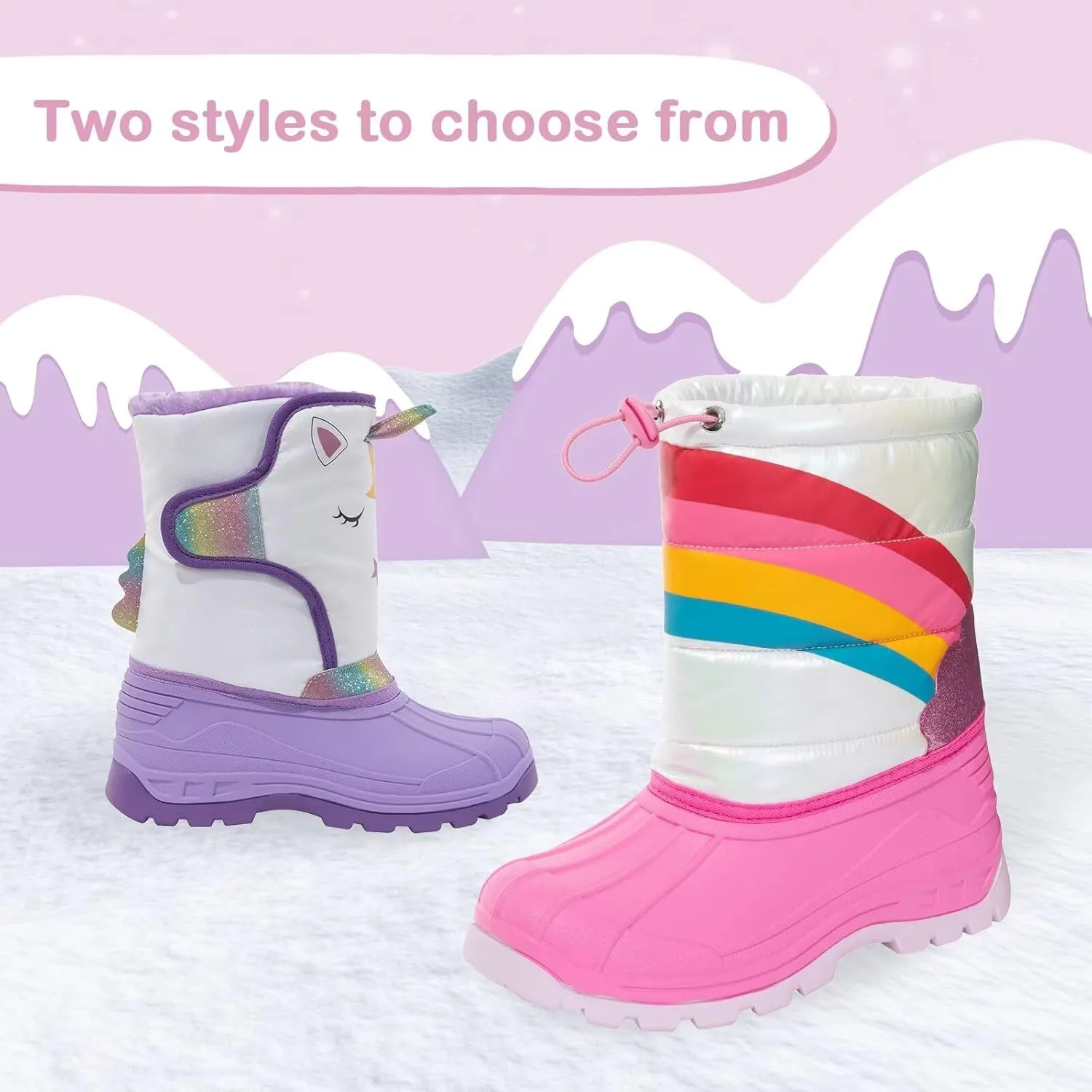 Toddler Warm Boots Girls Winter Snow Boots Child Rain Boot Waterproof Shoes Outdoor