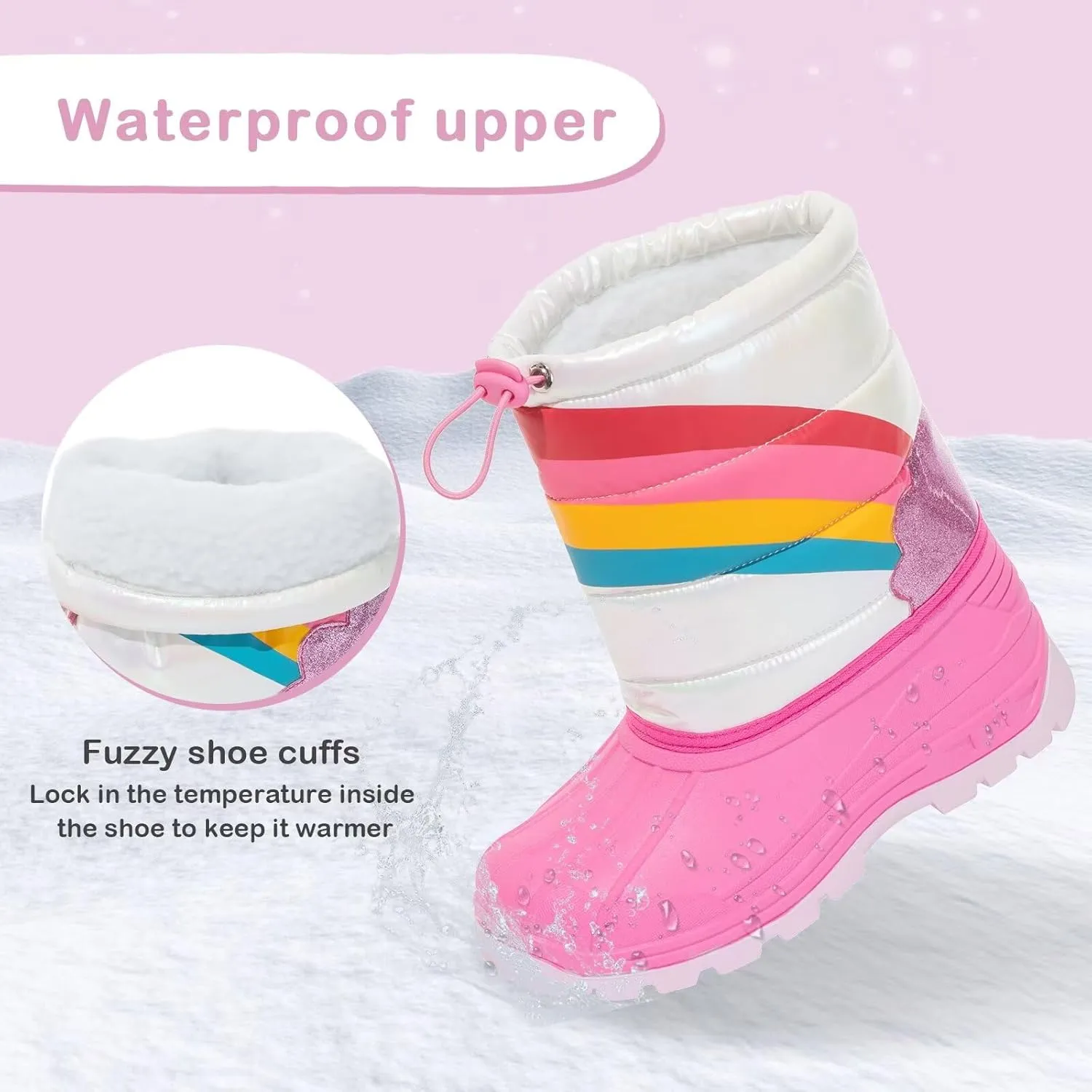Toddler Warm Boots Girls Winter Snow Boots Child Rain Boot Waterproof Shoes Outdoor