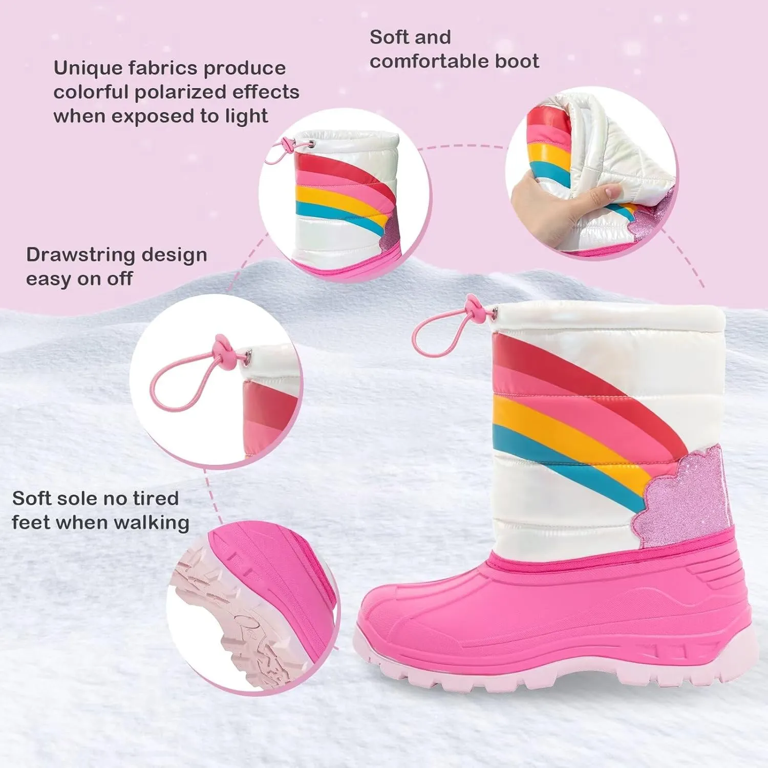Toddler Warm Boots Girls Winter Snow Boots Child Rain Boot Waterproof Shoes Outdoor