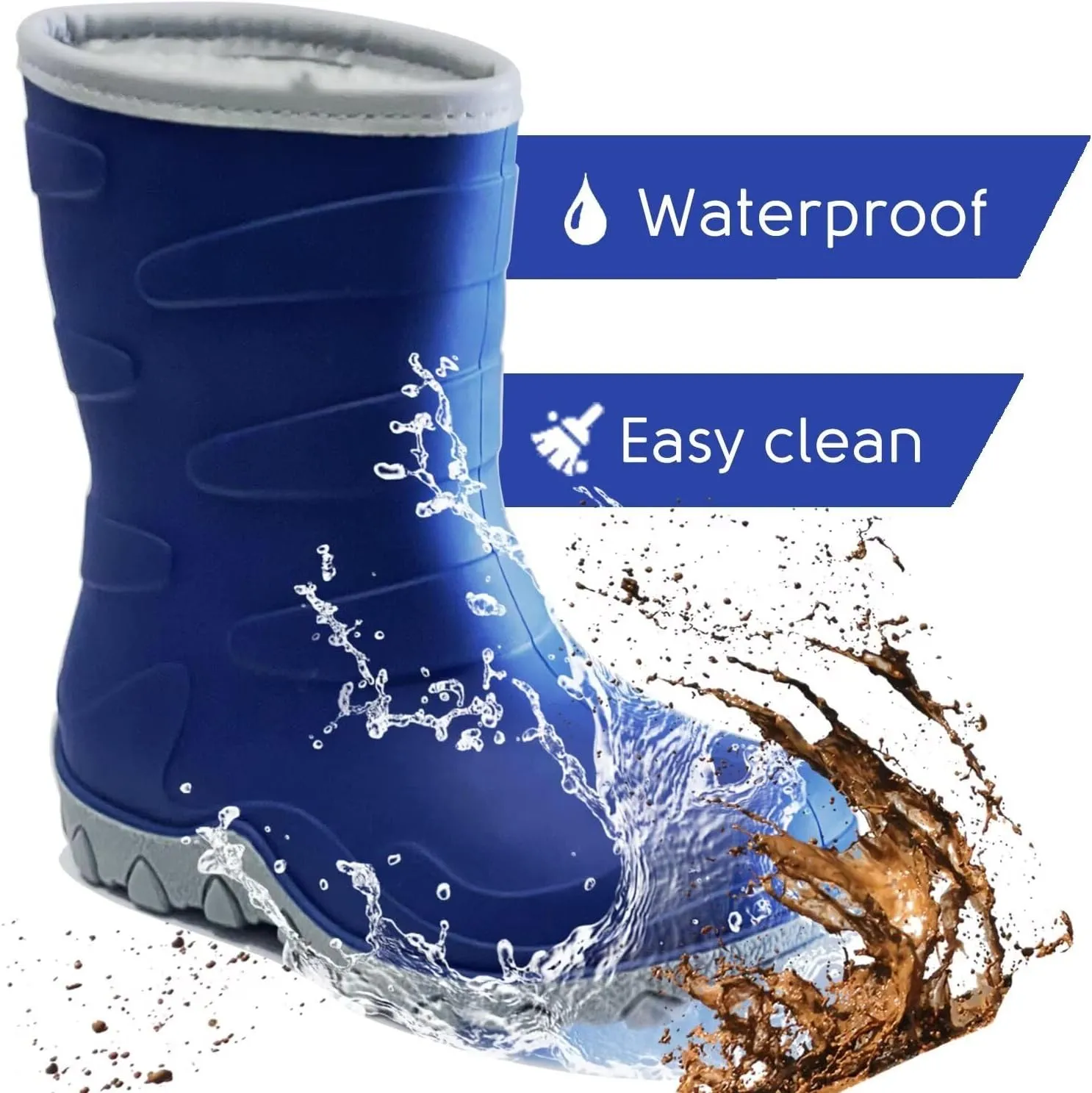 Toddler Winter Rain Boots, Insulated Waterproof Kids Snow Boots Fleece Lined Cozy Insulated Boot for Boys Girls