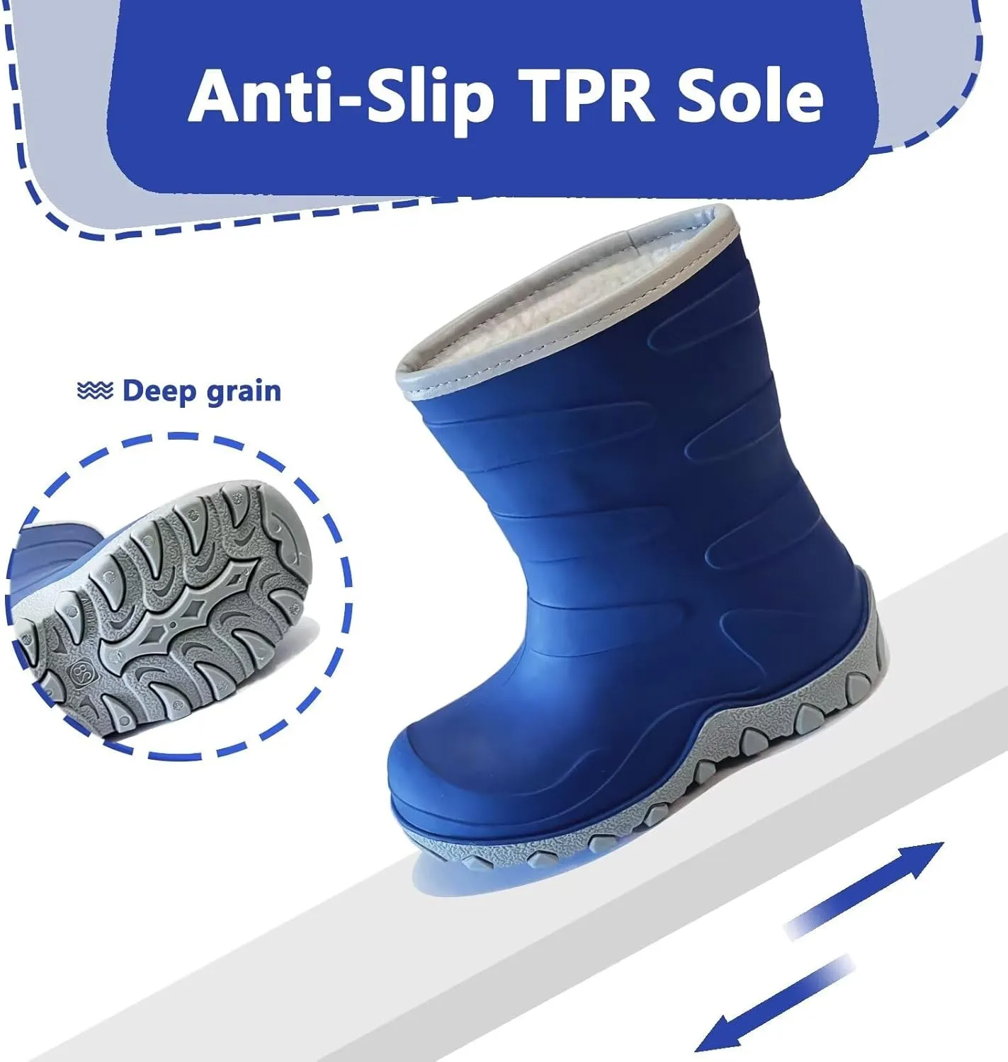 Toddler Winter Rain Boots, Insulated Waterproof Kids Snow Boots Fleece Lined Cozy Insulated Boot for Boys Girls
