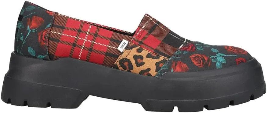 TOMS Womens Alpargata Plaid Platform Loafers Casual - Multi, Red - Size 8.5 B