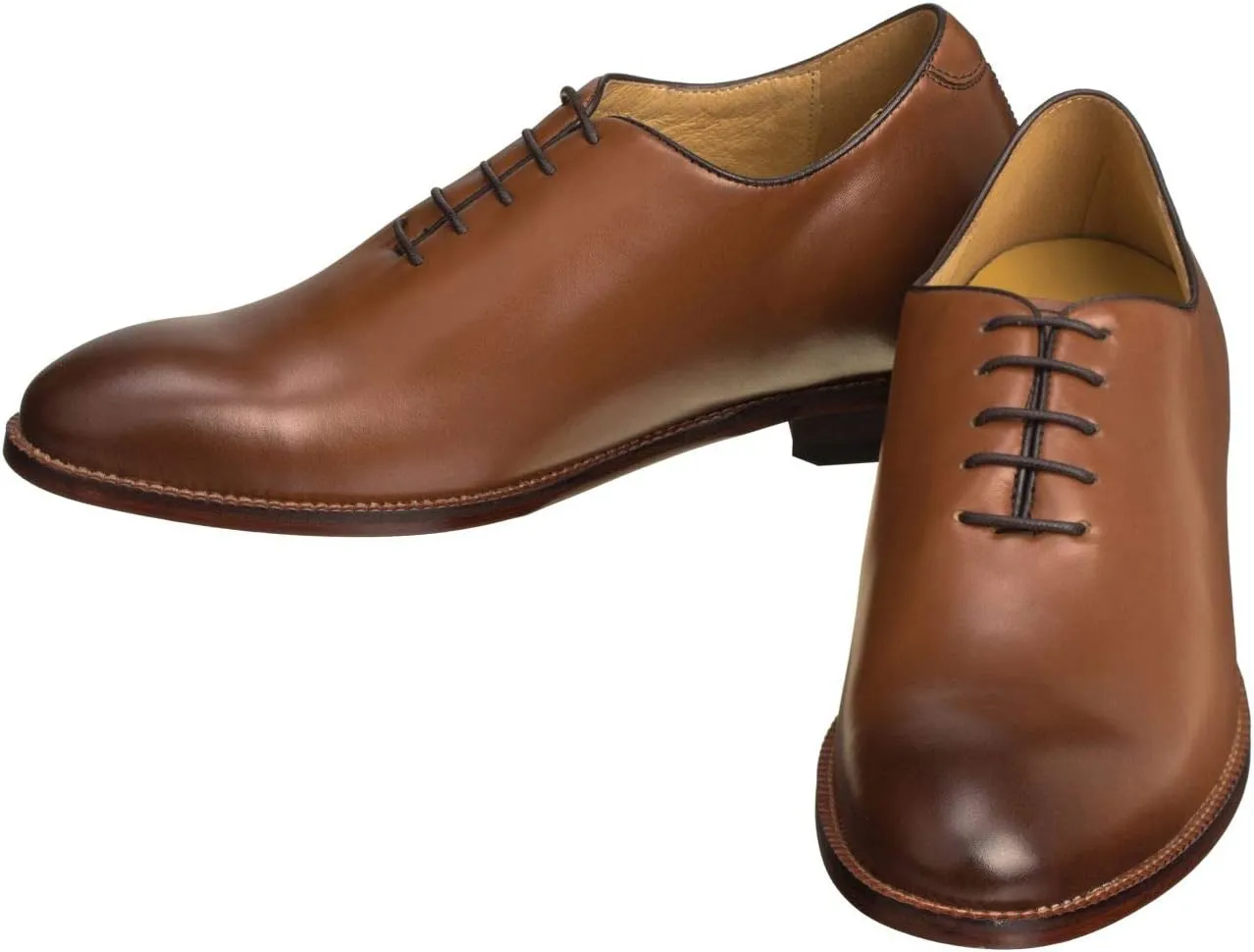 TOTO Men's Invisible Height Increasing Elevator Shoes - Brown Premium Leather Lace-up Formal Oxfords - 2.6 Inches Taller - S3002 - Size 9 D(M) US