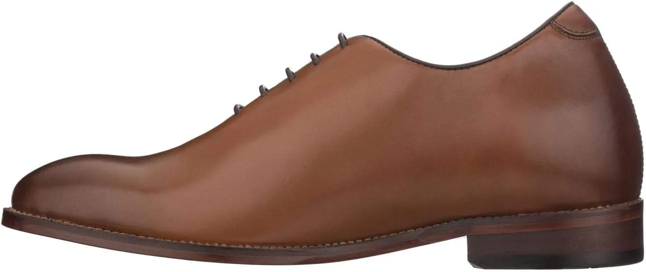TOTO Men's Invisible Height Increasing Elevator Shoes - Brown Premium Leather Lace-up Formal Oxfords - 2.6 Inches Taller - S3002 - Size 9 D(M) US
