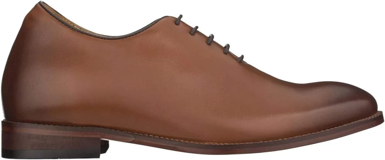 TOTO Men's Invisible Height Increasing Elevator Shoes - Brown Premium Leather Lace-up Formal Oxfords - 2.6 Inches Taller - S3002 - Size 9 D(M) US