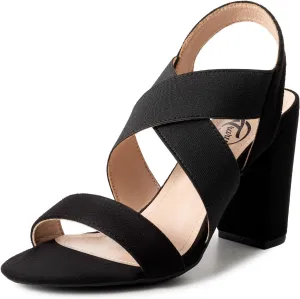 Trary Chunky Heels - Black, Red, Brown Sandals for Women's Homecoming & Prom - Comfortable High Heels with Elastic Ankle Strap
