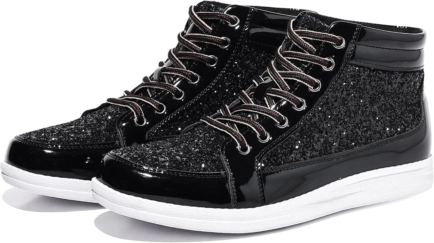 Trsorini Mens Glitter Sparkly Shoes Bling Sequin Lace Boots Fashion Sneakers High Top Casual Shiny Shoes