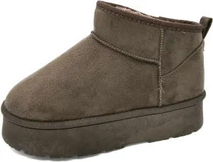 TruFox Womens Platform Mini Boots Classic Faux Fur Lined Slip On Ankle Booties