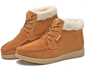 TRULAND Women’s Winter Boots – Suede Leather Fur Lined Water Resistant Ankle Boots