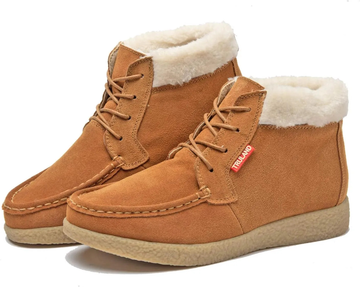 TRULAND Women’s Winter Boots – Suede Leather Fur Lined Water Resistant Ankle Boots