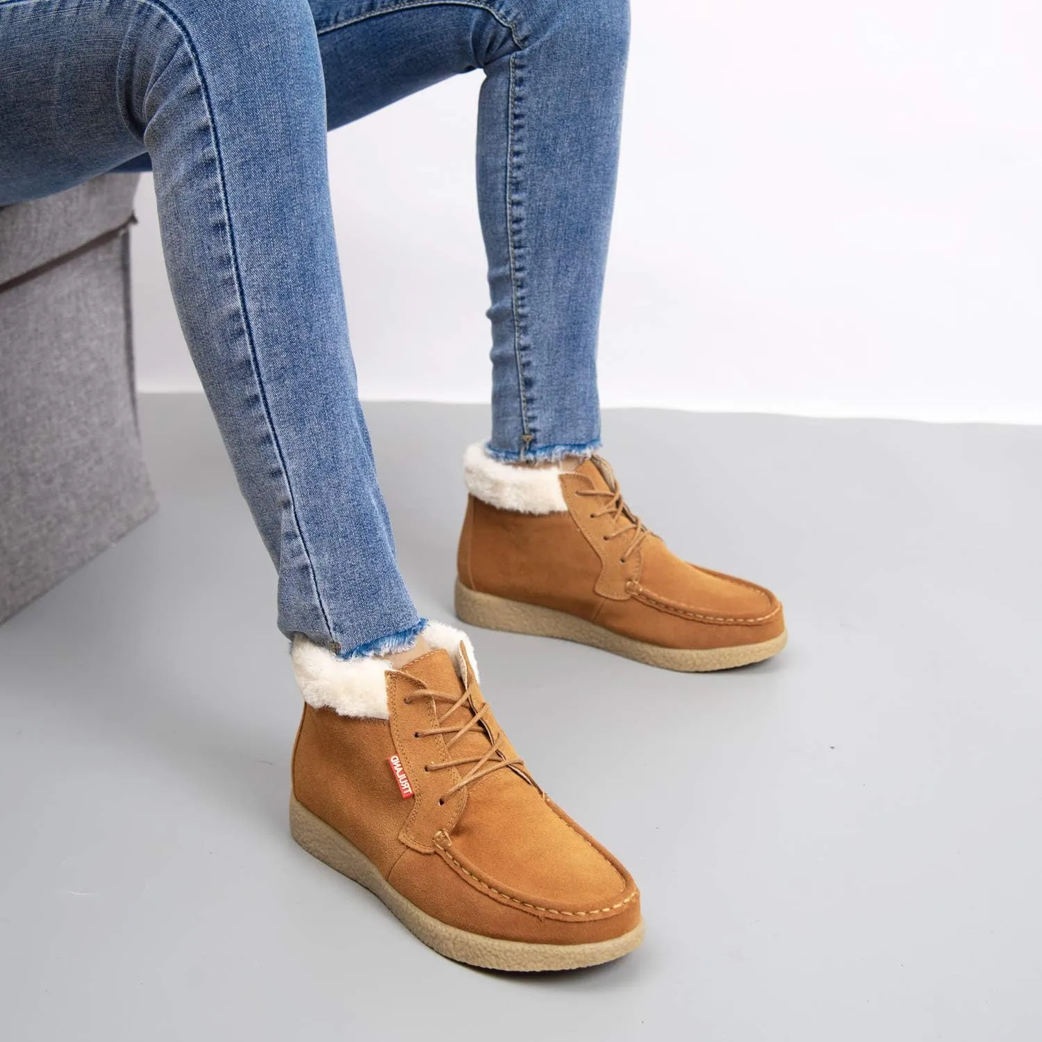 TRULAND Women’s Winter Boots – Suede Leather Fur Lined Water Resistant Ankle Boots